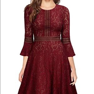Missmay lace party dress. So pretty. Burgundy.